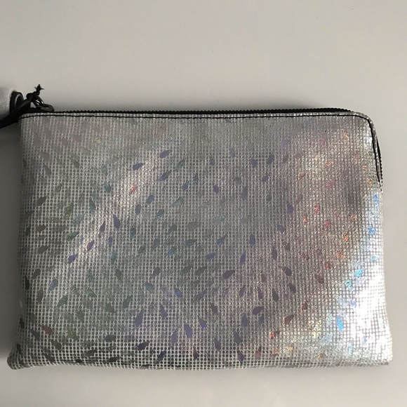 Sharif Disco Black Silver Glitter Genuine Leather Clutch Bag - Picture 7 of 14